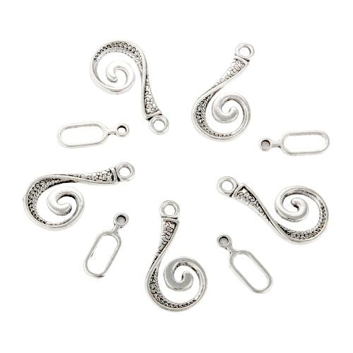 Clasps, Tibetan Style, Antique Silver, Vortex, Hook And Eye Clasps, Alloy, 26mm - BEADED CREATIONS