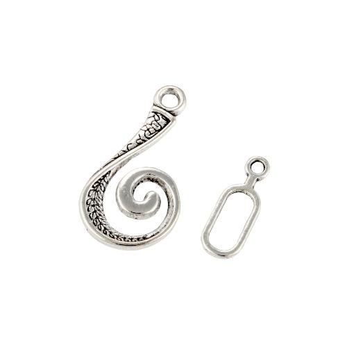 Clasps, Tibetan Style, Antique Silver, Vortex, Hook And Eye Clasps, Alloy, 26mm - BEADED CREATIONS
