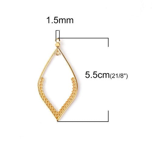 Connectors, Chandelier Components, 27-Loop, Curved Teardrop, Gold Plated, Alloy, 55mm - BEADED CREATIONS