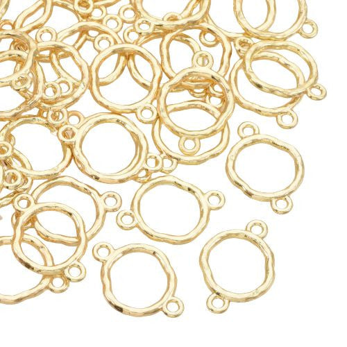 Connectors, Round, Ring, Light Gold Plated, Link, Alloy, 17mm - BEADED CREATIONS