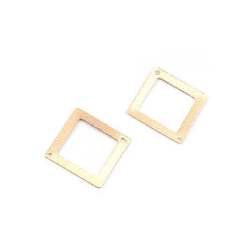 Connectors, Square, Cut-Out, Gold Plated, Textured, Link, Brass, 22mm - BEADED CREATIONS