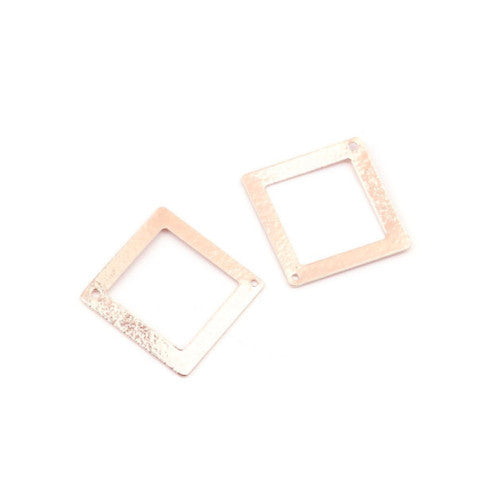 Connectors, Square, Cut-Out, Rose Gold, Textured, Link, Brass, 22mm - BEADED CREATIONS