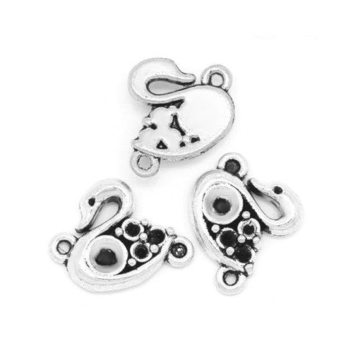 Connectors, Swan, Antique Silver, Alloy, Chaton, Focal, Link, 17mm - BEADED CREATIONS