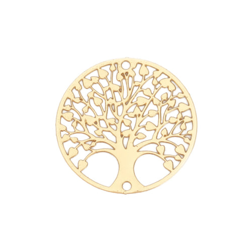 Connectors, Tree Of Life, Flat, Round, Filigree, Etched, Gold Plated, Alloy, Link, 20mm - BEADED CREATIONS