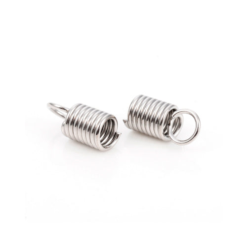 Cord Coils, 201 Stainless Steel, Silver Tone, 10.8x5mm, With Loop, Fits 3.5mm Cord - BEADED CREATIONS