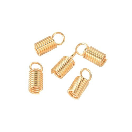 Cord Coils, 301 Stainless Steel, Gold Plated, 10.5x4.5mm, With Loop, Fits 3mm Cord - BEADED CREATIONS