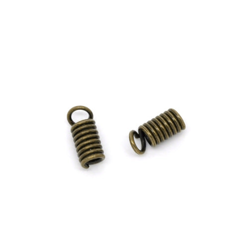 Cord Coils, Antique Bronze, Alloy, 8x4mm, With Loop, Fits 2mm Cord - BEADED CREATIONS