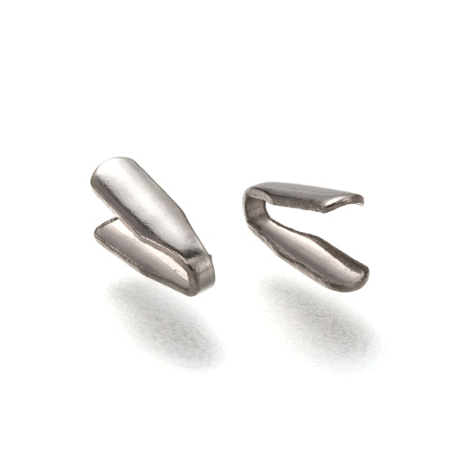 Cord Ends, 304 Stainless Steel, 6mm Round, Fold Over, Silver Tone, 2.5x0.8mm Inside Diameter - BEADED CREATIONS