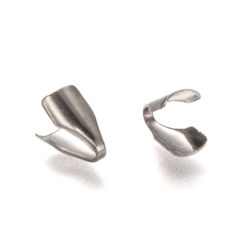 Cord Ends, 304 Stainless Steel, 8mm, Round, Fold Over, Silver Tone, 4.5x1.5mm Inside Diameter - BEADED CREATIONS