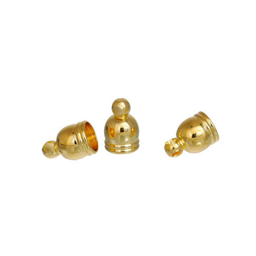 Cord Ends, Bell Cap, Glue-In, Gold Plated, Brass, 9x6mm, Fits Up to 5mm Cord - BEADED CREATIONS