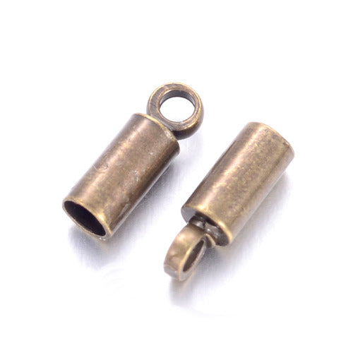 Cord Ends, Cylinder, Glue-In, 8x2.8mm, Antique Bronze, Brass, Fits Up To 2mm Cord - BEADED CREATIONS