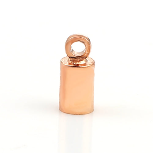 Cord Ends, Cylinder, Glue-In, 9x5mm, Rose Gold, Iron, Fits Up To 4mm Cord - BEADED CREATIONS
