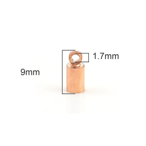 Cord Ends, Cylinder, Glue-In, 9x5mm, Rose Gold, Iron, Fits Up To 4mm Cord - BEADED CREATIONS