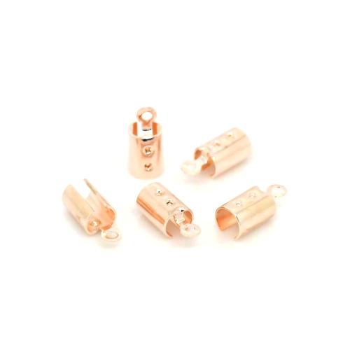 Cord Ends, Tube Crimps, With Loop, Rose Gold Plated, Brass, 12x5mm - BEADED CREATIONS