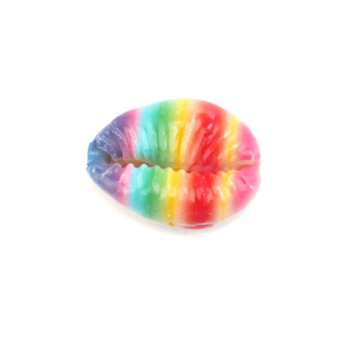Cowrie Shell Beads, Painted, Striped, Rainbow, 25mm - BEADED CREATIONS