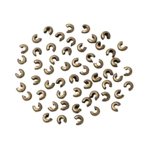 Crimp Beads Covers, Iron, Antique Bronze, 3mm - BEADED CREATIONS