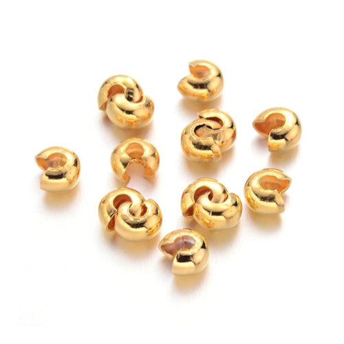 Crimp Beads Covers, Iron, Gold Plated, 4mm - BEADED CREATIONS