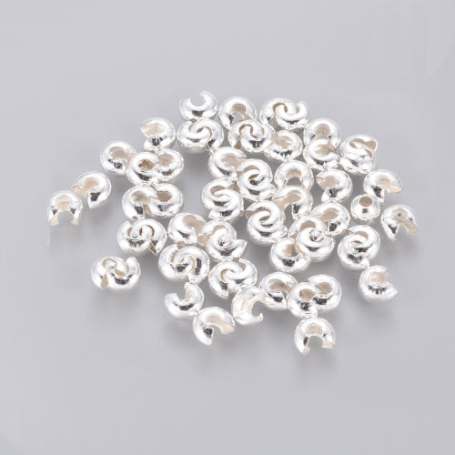 Crimp Beads Covers, Iron, Silver Plated, 4mm - BEADED CREATIONS