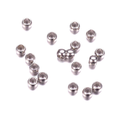 Crimp Beads, 316 Surgical Stainless Steel, Rondelle, Silver Tone, 2x1.5mm - BEADED CREATIONS