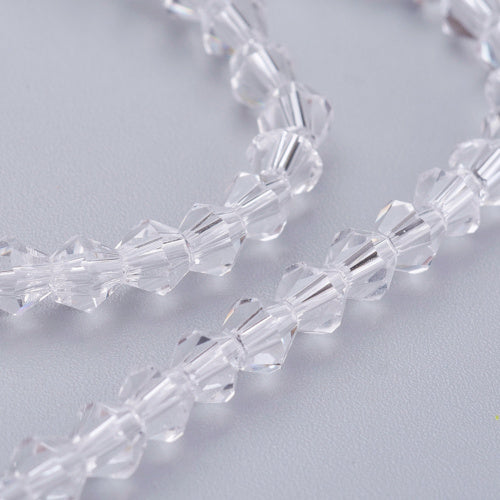 Crystal Glass Beads, Austrian Crystal 5301, Faceted, Bicone, Top Drilled, Clear, 4mm - BEADED CREATIONS