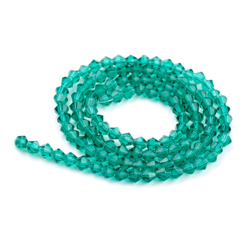Crystal Glass Beads, Austrian Crystal 5301, Faceted, Bicone, Top Drilled, Malachite Green, 4mm - BEADED CREATIONS
