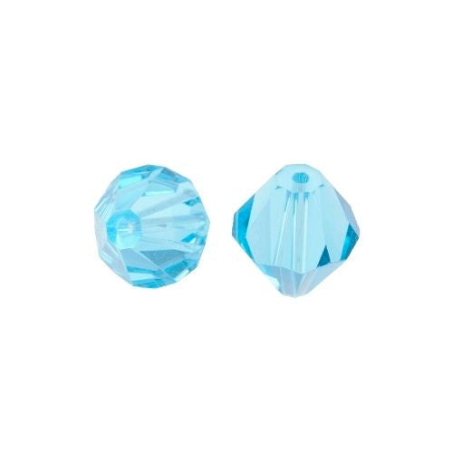 Crystal Glass Beads, Austrian Crystal 5328, Faceted, Bicone, Top Drilled, Aquamarine, 8mm - BEADED CREATIONS