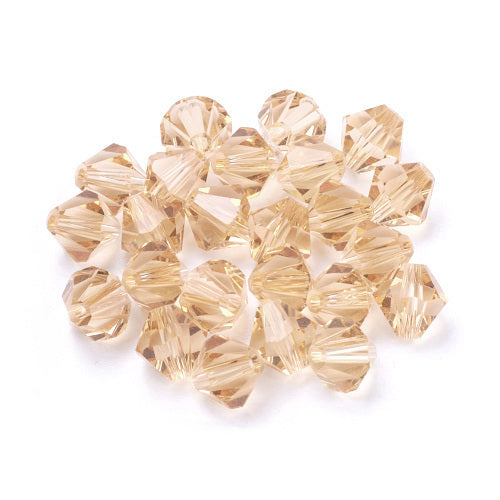 Crystal Glass Beads, Austrian Crystal 5328, Faceted, Bicone, Top Drilled, Golden Shadow, 8mm - BEADED CREATIONS