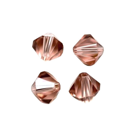 Crystal Glass Beads, Austrian Crystal 5328, Faceted, Bicone, Top Drilled, Light Rose, 8mm - BEADED CREATIONS