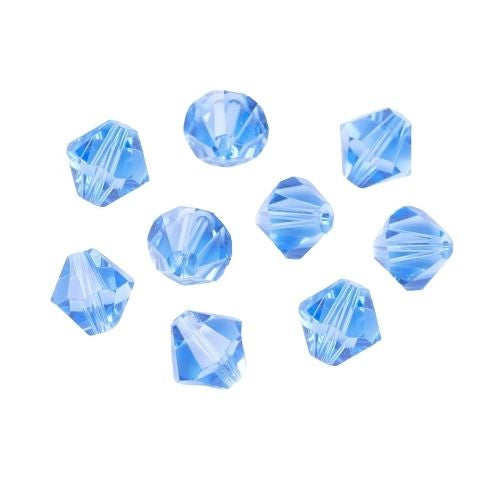 Crystal Glass Beads, Austrian Crystal 5328, Faceted, Bicone, Top Drilled, Light Sapphire, 8mm - BEADED CREATIONS