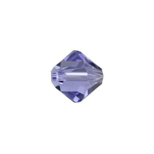 Crystal Glass Beads, Austrian Crystal 5328, Faceted, Bicone, Top Drilled, Tanzanite, 8mm - BEADED CREATIONS