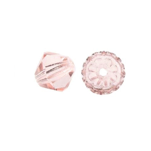 Crystal Glass Beads, Bicone, Top Drilled, Faceted, Light Pink, 6mm - BEADED CREATIONS