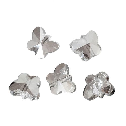 Crystal Glass Beads, Butterfly, Transparent, Faceted, AB, Grey, 10mm - BEADED CREATIONS
