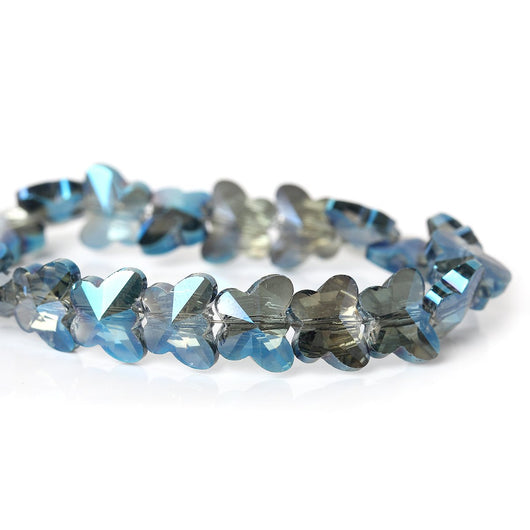 Crystal Glass Beads, Butterfly, Transparent, Faceted, AB, Ink Blue, 10mm - BEADED CREATIONS