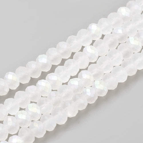 Crystal Glass Beads, Electroplated, Rondelle, Faceted, Half Plated, Matte, Clear, AB, 10mm - BEADED CREATIONS