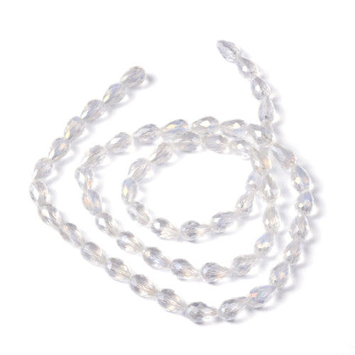 Crystal Glass Beads, Electroplated, Teardrop, Faceted, Clear AB, 12mm - BEADED CREATIONS