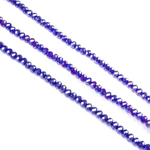 Crystal Glass Beads, Rondelle, Faceted, AB, Royal Blue, 8mm - BEADED CREATIONS