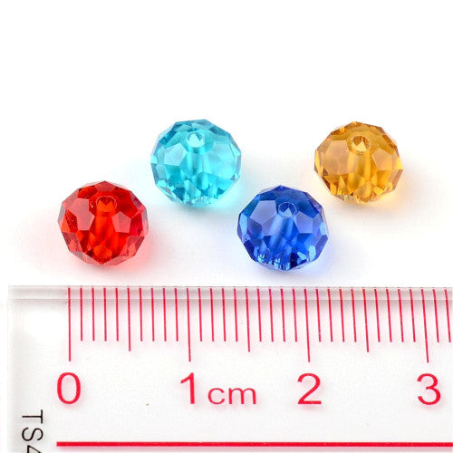 Crystal Glass Beads, Rondelle, Faceted, Assorted, 8mm - BEADED CREATIONS