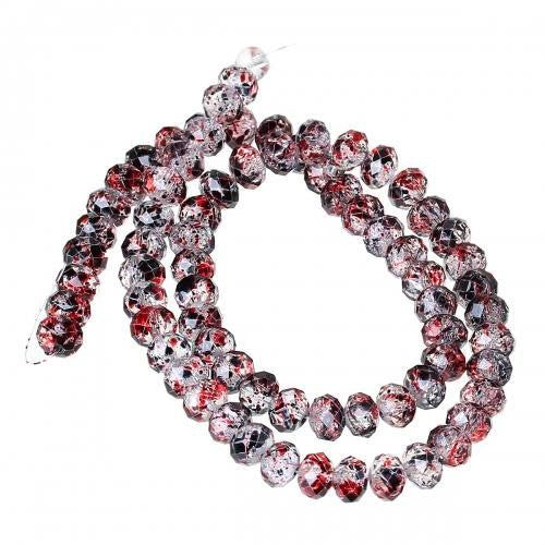 Crystal Glass Beads, Rondelle, Faceted, Mottled, Black And Red, 8mm - BEADED CREATIONS