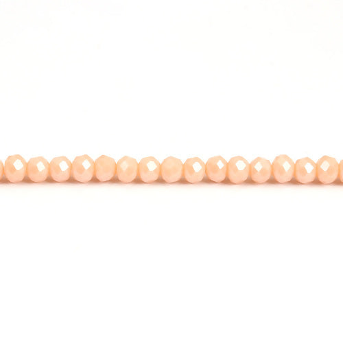 Crystal Glass Beads, Rondelle, Faceted, Opaque, Peachy Beige, 6mm - BEADED CREATIONS