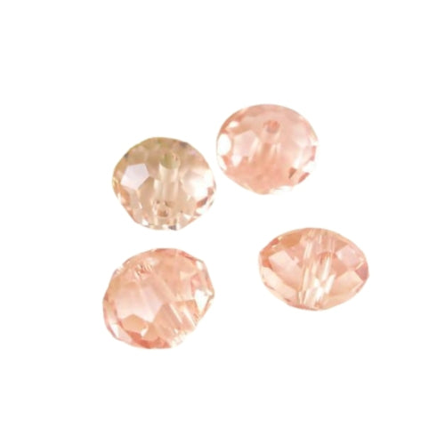 Crystal Glass Beads, Rondelle, Faceted, Salmon Pink, 8mm - BEADED CREATIONS