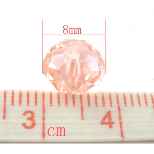 Crystal Glass Beads, Rondelle, Faceted, Salmon Pink, 8mm - BEADED CREATIONS