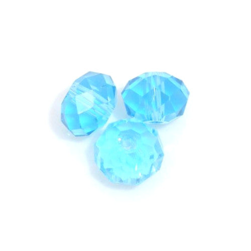Crystal Glass Beads, Rondelle, Faceted, Sky Blue, 6mm - BEADED CREATIONS