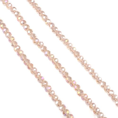 Crystal Glass Beads, Rondelle, Faceted, Vintage Rose, AB, 8mm - BEADED CREATIONS