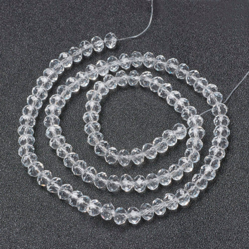 Crystal Glass Beads, Rondelle, Transparent, Faceted, Clear, 8mm - BEADED CREATIONS