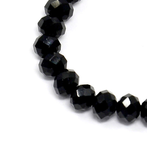 Crystal Glass Beads, Rondelle, Faceted, Jet Black, 4.5mm - BEADED CREATIONS