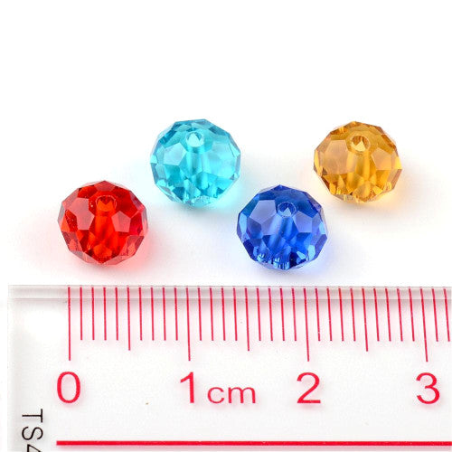 Crystal Glass Beads, Rondelle, Faceted, Mixed Colors, 8mm - BEADED CREATIONS