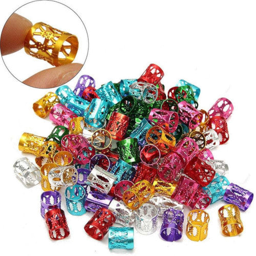 Dreadlock Beads, Hair Cuffs, Hair Braiding Beads, Adjustable, Aluminum, Assorted Colors, 12mm - BEADED CREATIONS
