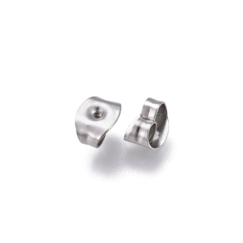 Ear Nuts, 304 Stainless Steel, Earring Backs, 6x4.5mm - BEADED CREATIONS