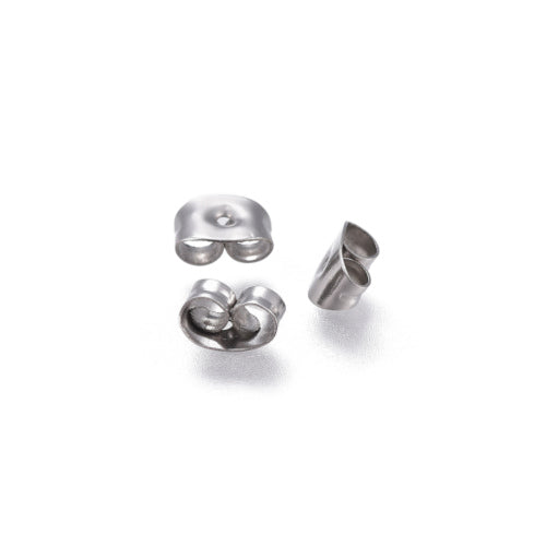 Ear Nuts, 304 Stainless Steel, Earring Backs, 6x4.5mm - BEADED CREATIONS