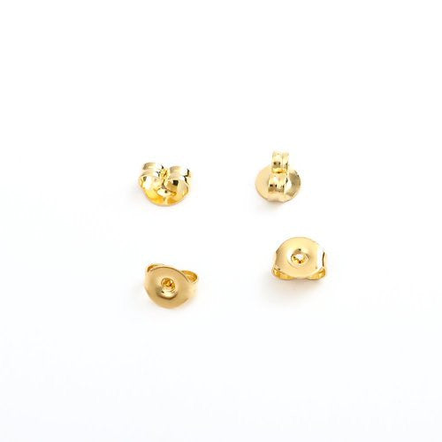 Ear Nuts, 304 Stainless Steel, Earring Backs, Golden, 4.5x5mm - BEADED CREATIONS